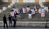 Mobilisation de commerçants, le 13 mai à Rome, pour réclamer davantage d'aides publiques. (© picture-alliance/dpa)