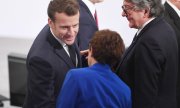 Emmanuel Macron et Annegret Kramp-Karrenbauer à la Conférence de Munich sur la sécurité, en février 2020. (© picture-alliance/dpa/Tobias Hase)