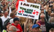 Protests by anti-vaxxers on 29 May 2021 in London. (© picture-alliance/MI News)