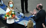 Roberta Metsola was elected as the new EU Parliament President on her birthday. (© picture alliance/dpa/MAXPPP/Jean-Marc Loos)