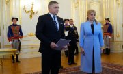 Robert Fico and Zuzana Čaputová on 25 October. (© picture-alliance/ASSOCIATED PRESS / Petr David Josek)