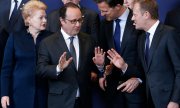 La présidente lituanienne Dalia Grybauskaitė, le président français François Hollande, le Premier ministre néerlandais Mark Rutte et le président du conseil européen Donald Tusk (© picture-alliance/dpa)