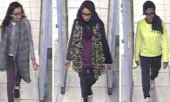 Shamima Begum (centre) pictured at London Gatwick airport leaving the UK with two friends in 2015. (© picture-alliance/dpa)