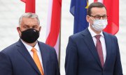 Prime Ministers Viktor Orbán (Hungary) and Mateusz Morawiecki (Poland) at a meeting in Lublin on September 11th. (© picture-alliance/dpa/Czarek Sokolowski)