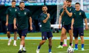 Die italienische Mannschaft beim Abschlusstraining im Römer Olympiastadion. (© picture-alliance/Alessandra Tarantino)