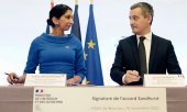 British Home Secretary Suella Braverman and French Minister of the Interior Gérald Darmanin in Paris on 14 November. (© picture alliance/ASSOCIATED PRESS/Stefan Rousseau)