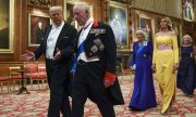 Präsident Donald Trump, der britische König Charles III., Königin Camilla und First Lady Melania Trump, am 17. September 2025 im Windsor Castle in Windsor. (© picture alliance / ASSOCIATED PRESS  Kevin Lamarque)