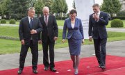 Die Premiers der Visegrád-Gruppe forderten eine bessere Überwachung der EU-Außengrenzen und die Einrichtung von Registrierungszentren. (© picture-alliance/dpa)