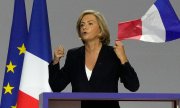 Valérie Pécresse at the rally on February 13. (© picture alliance/ASSOCIATED PRESS/Francois Mori)