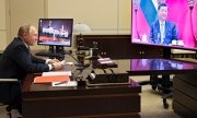 Vladimir Putin during a video conference with Xi Jinping on 15 December 2021. (© picture alliance/ASSOCIATED PRESS/Mikhail Metzel)