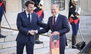 Präsident Macron empfängt Bundeskanzler Scholz am 26. Oktober in Paris. (© picture alliance/dpa/MAXPPP/Fred Dugit)