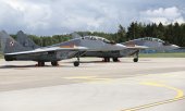 Die Kampfjets des Typs MiG-29 stammen aus den 1980er Jahren. Ukrainische Piloten wurden daran ausgebildet. (© picture alliance/ AA/Cuneyt Karadag)