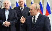 Владимир Путин, Александр Лукашенко и глава Роскосмоса Дмитрий Рогозин на космодроме Восточный. (© picture alliance/ASSOCIATED PRESS/Евгений Биятов)