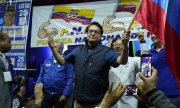 Fernando Villavicencio at an election campaign rally on 9 August, shortly before his assassination. (©picture alliance/EPA/STRINGER)