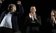 Beppe Grillo, Luigi Di Maio und Virginia Raggi vom Movimento Cinque Stelle. (© picture-alliance/dpa)