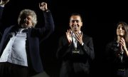 Beppe Grillo, Luigi Di Maio and Virginia Raggi of the Movimento Cinque Stelle. (© picture-alliance/dpa)