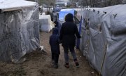 Residents of the Moria refugee camp on Lesbos on 28 January 2020. (© picture-alliance/dpa)