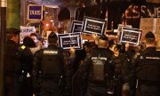Rassemblement contre Polanski, le 28 février, à Paris.(© picture-alliance/dpa)