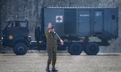 Anlieferung von Krankenhaus-Containern in Otopeni im März 2020. (© picture-alliance/Vadim Ghirda)