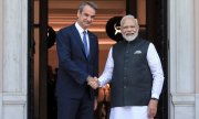 Kyriakos Mitsotakis (left) and Narendra Modi. (© picture alliance / ANE / Eurokinissi / Agenturfoto)